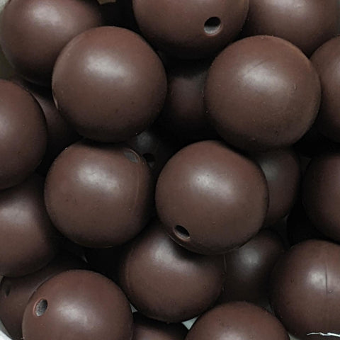 15mm Round Silicone Beads ~ Dark Chocolate