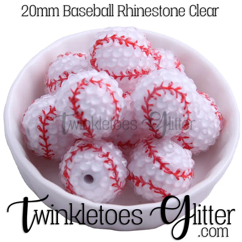 Bubblegum 20mm Bead Mix ~ Baseball Rhinestone