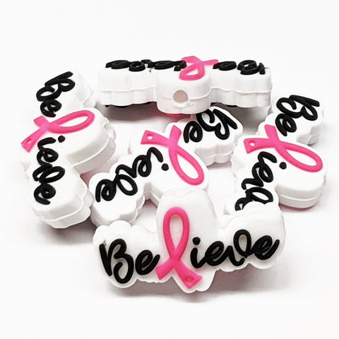 Believe w/Ribbon Silicone Focal Bead