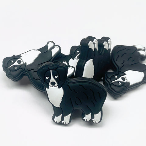 Border Collie Dog Silicone Focal Bead