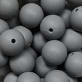 15mm Round Silicone Beads ~ Lavender Grey