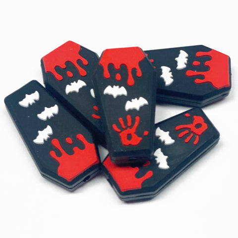 Coffin w/Drips and Handprint Silicone Focal Bead