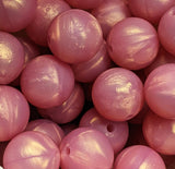 15mm Round Silicone Beads ~ Pearl Rose Pink