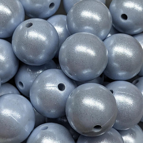 15mm Round Opal Silicone Beads ~ Frost Blue