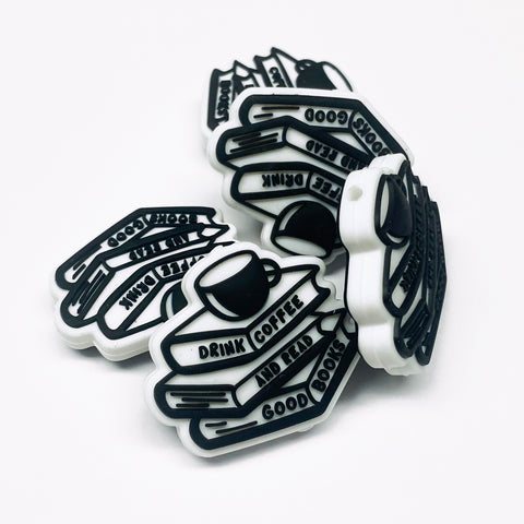 Drink Coffee and Read Good Books Silicone Focal Bead