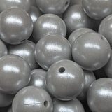 15mm Round Opal Silicone Beads ~ Ash