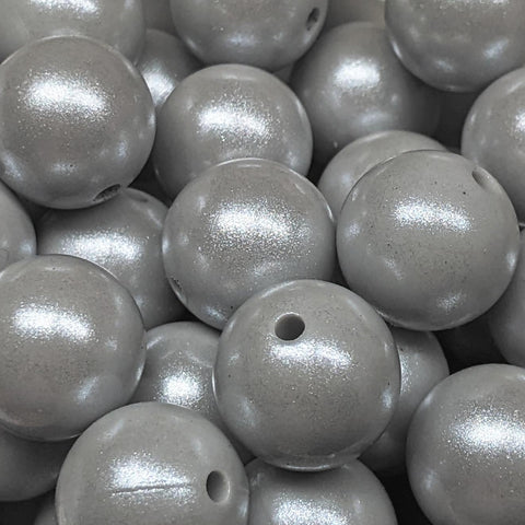 15mm Round Opal Silicone Beads ~ Ash