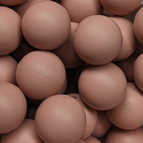 15mm Round Silicone Beads ~ Dusty Rose