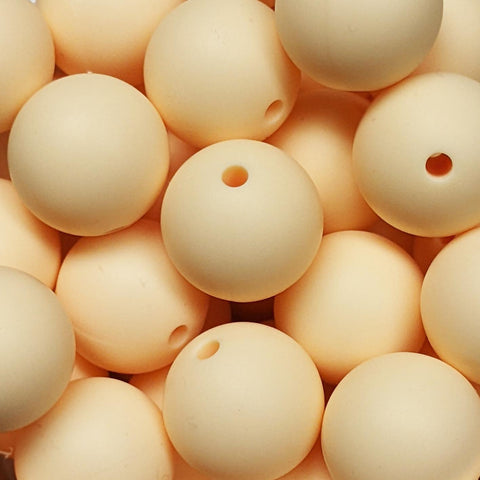 15mm Round Silicone Beads ~ Ivory