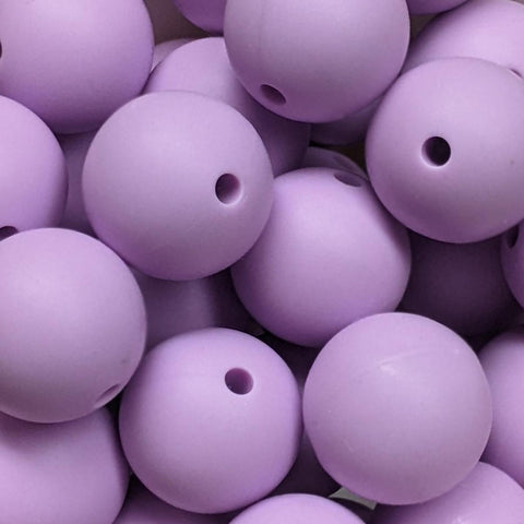 15mm Round Silicone Beads ~ Pastel Purple