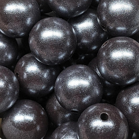 15mm Round Opal Silicone Beads ~ Dark Chocolate