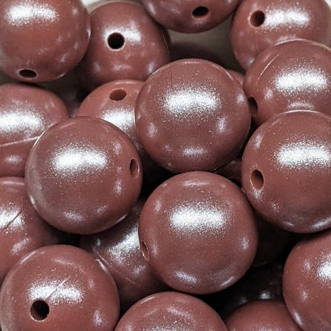 15mm Round Opal Silicone Beads ~ Russet