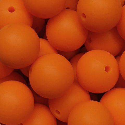 15mm Round Silicone Beads ~ Orange