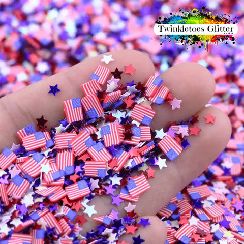 Flag and Stars Polymer Clay Slices Mix