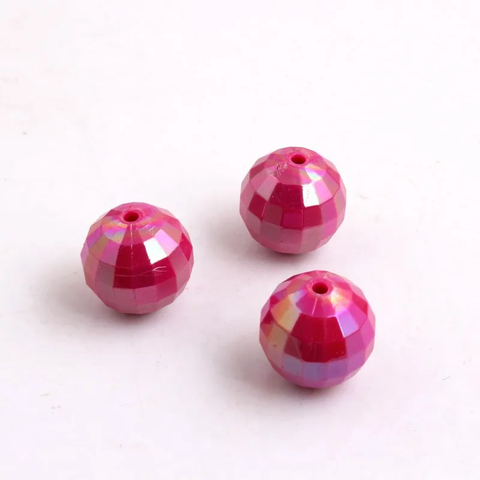 20mm Acrylic Bubblegum Beads ~ Fruit Punch AB Faceted Opaque Rounds