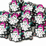 Ghost Wrapped in Christmas Lights Silicone Focal Bead
