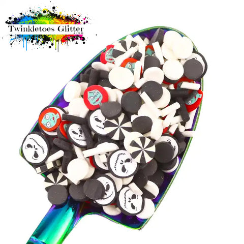 Jack and Sally w/Black Peppermint Polymer Clay Slices Mix