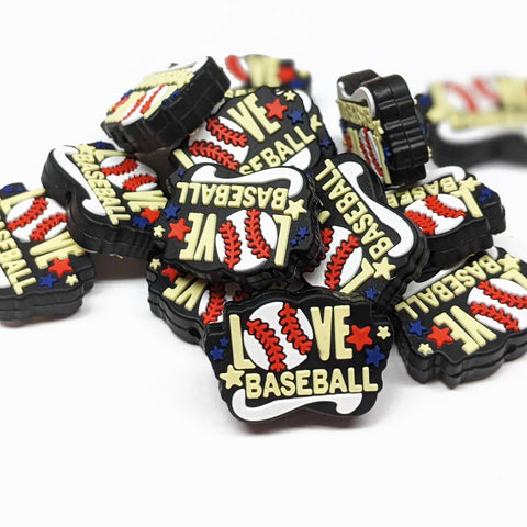 Love (Word) Baseball Silicone Focal Bead