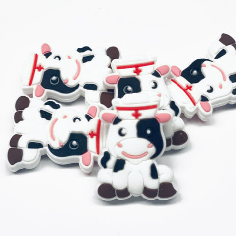 Cow w/Nursing Hat Silicone Focal Bead