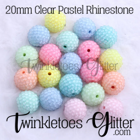 Bubblegum 20mm Bead Mix ~ Clear Pastel Rhinestones