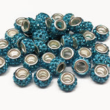 Large Hole Pave Style Rhinestone Rondelle Spacer Beads ~ 18 colors