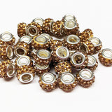 Large Hole Pave Style Rhinestone Rondelle Spacer Beads ~ 18 colors