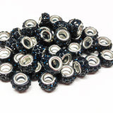 Large Hole Pave Style Rhinestone Rondelle Spacer Beads ~ 18 colors