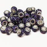 Large Hole Pave Style Rhinestone Rondelle Spacer Beads ~ 18 colors