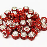 Large Hole Pave Style Rhinestone Rondelle Spacer Beads ~ 18 colors