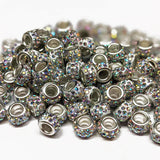 Large Hole Pave Style Rhinestone Rondelle Spacer Beads ~ 18 colors