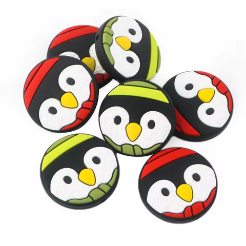 Round Penguin Silicone Focal Bead ~ 2 Colors