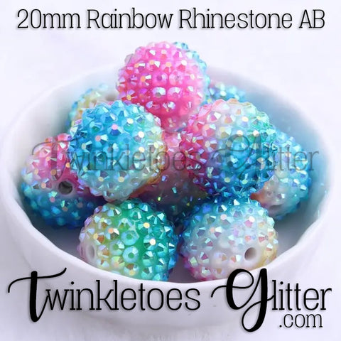 Bubblegum 20mm Bead Mix ~ AB Rainbow Rhinestone