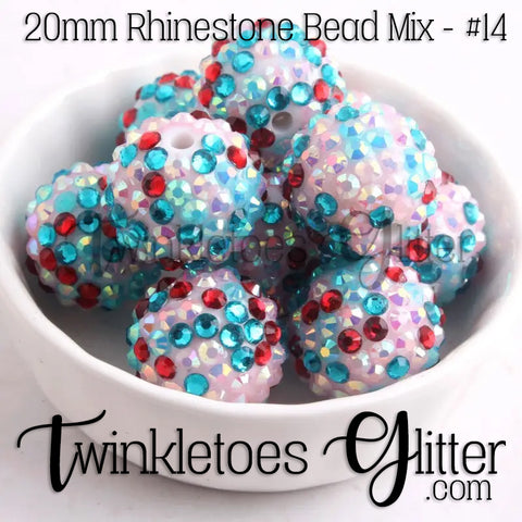 Bubblegum 20mm Bead Mix ~ Rhinestone Bead Mix #14
