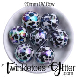 Bubblegum 20mm Bead Mix ~ UV Black Cow Print