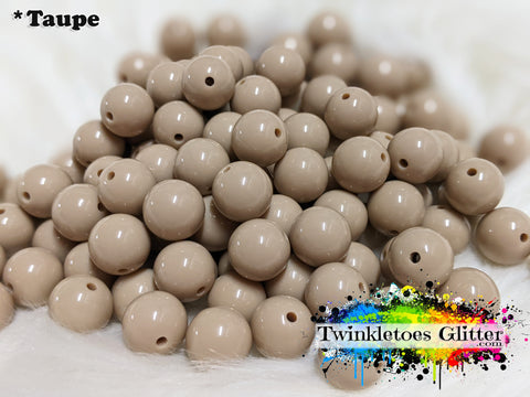 12mm Solid Acrylic Beads ~ Taupe