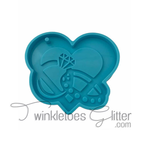 Wedding Rings in Heart Silicone Mold
