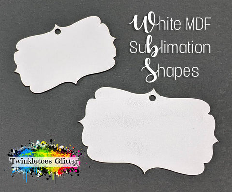 Scalloped Rectangle Ornament Sublimation MDF Blanks ~ All Sizes ~ w/Hole