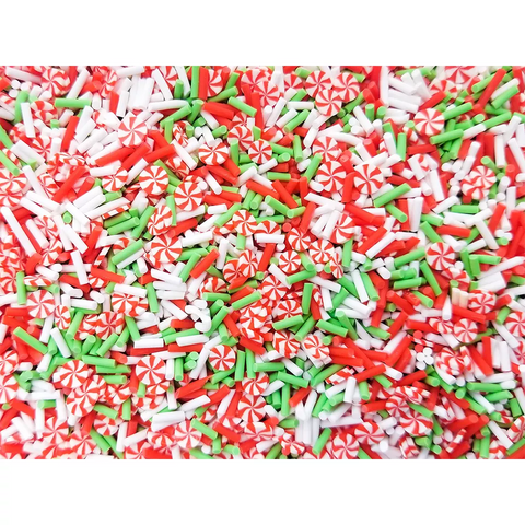 Christmas Sprinkle and Peppermint Polymer Clay Slices Mix