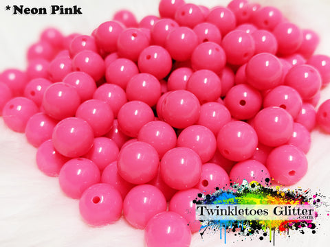 12mm Solid Acrylic Beads ~ Neon Pink