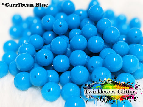 12mm Solid Acrylic Beads ~ Carribean Blue