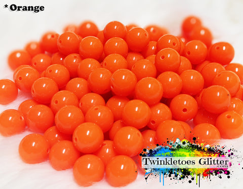12mm Solid Acrylic Beads ~ Orange