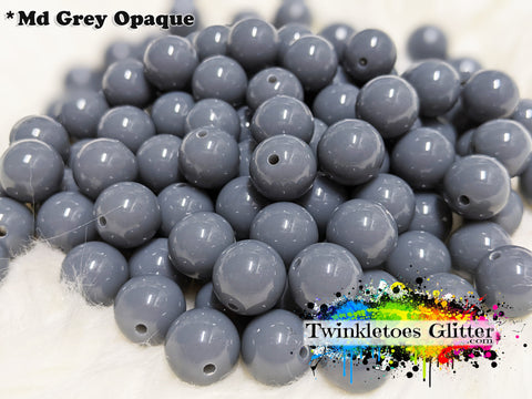 12mm Solid Acrylic Beads ~ Md Grey Opaque