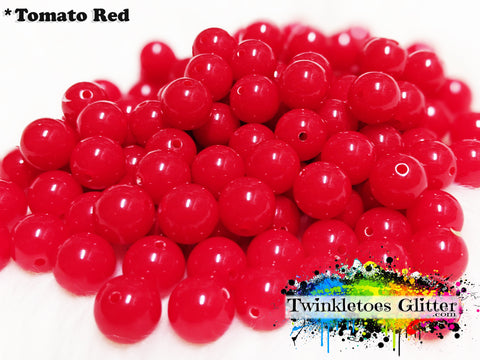 12mm Solid Acrylic Beads ~ Tomato Red