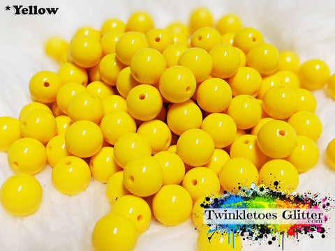 12mm Solid Acrylic Beads ~  Yellow