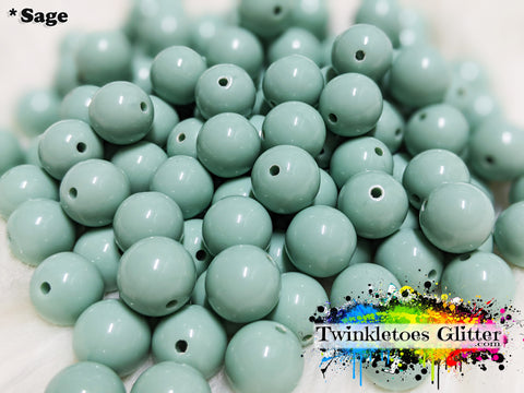 12mm Solid Acrylic Beads ~ Sage