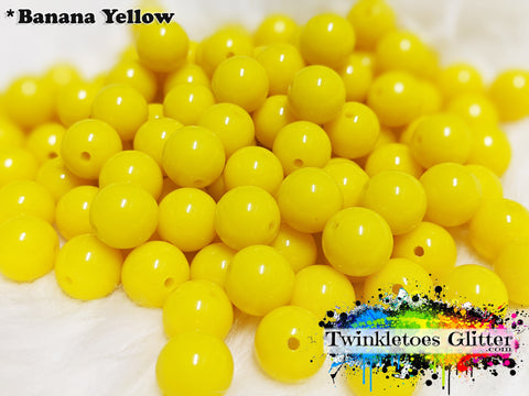 12mm Solid Acrylic Beads ~ Banana Yellow
