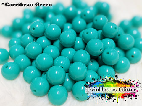 12mm Solid Acrylic Beads ~ Carribean Green