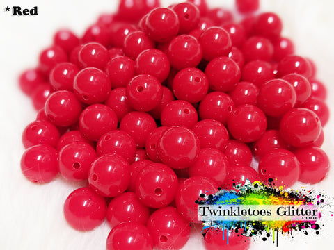 12mm Solid Acrylic Beads ~ Red