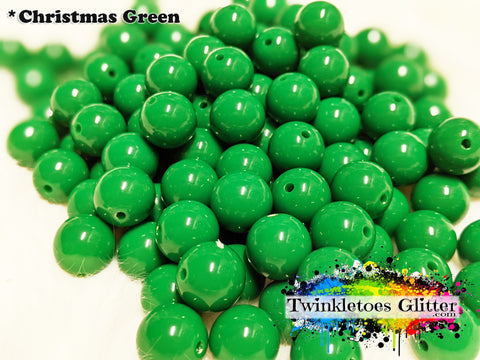 12mm Solid Acrylic Beads ~ Christmas Green