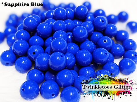 12mm Solid Acrylic Beads ~ Sapphire Blue